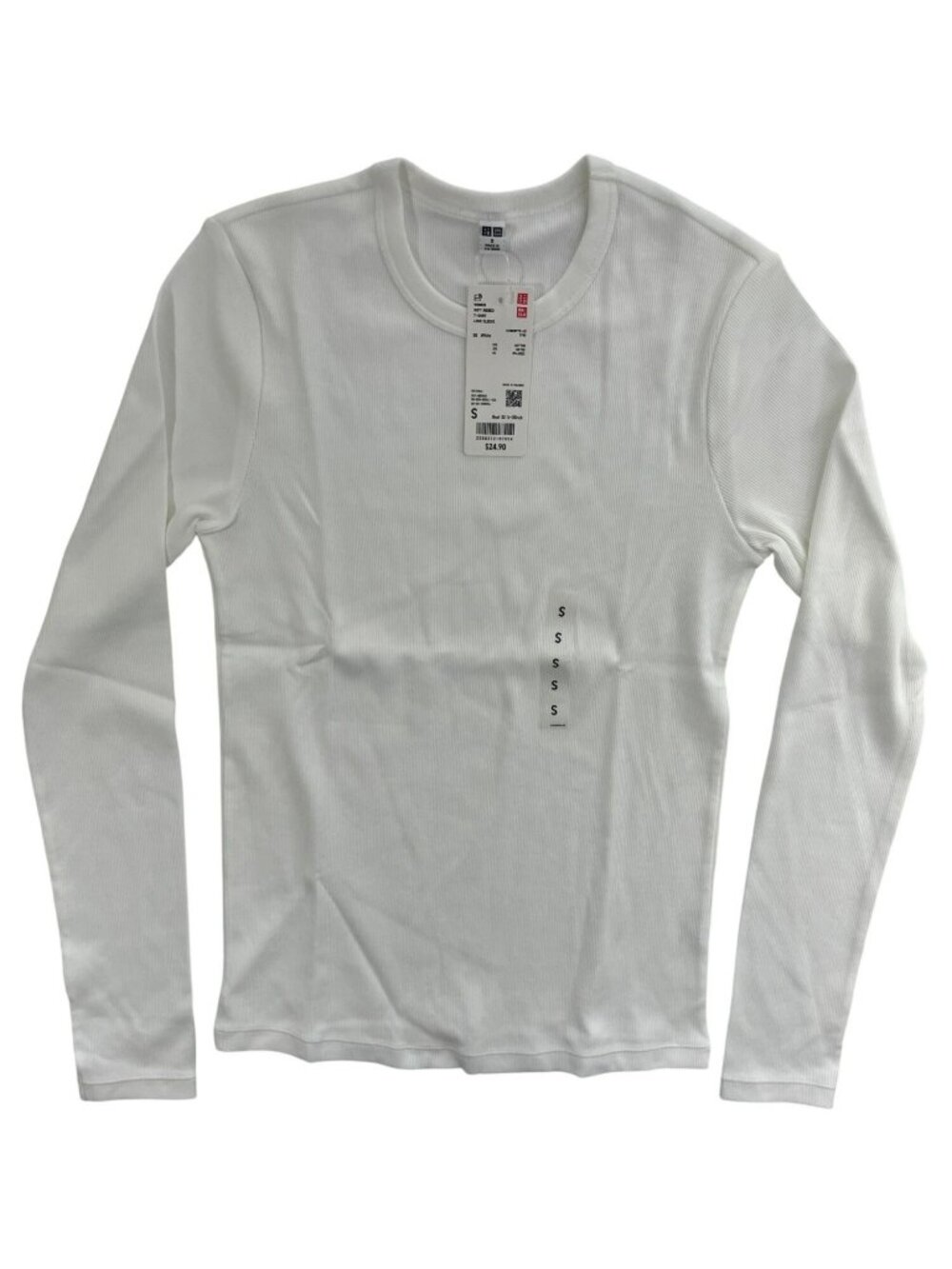 UniQlo Soft Ribbed T-Shirt Stretch Long Sleeve Casual Women's Size Small NWT
